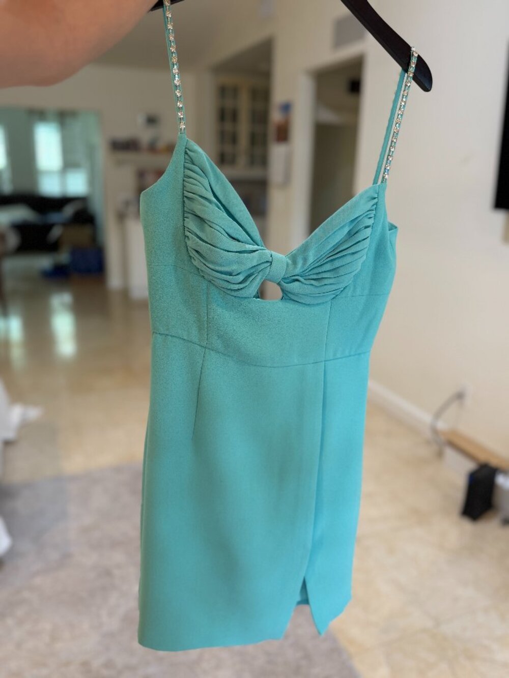 Self-Portrait aqua crepe mini dress - size US 0 - Picture 2 of 9